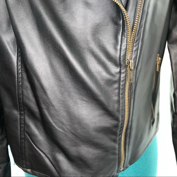 Rock & Republic | Womens Black Studded Moto Faux Leatherette Jacket - Picture 4 of 7